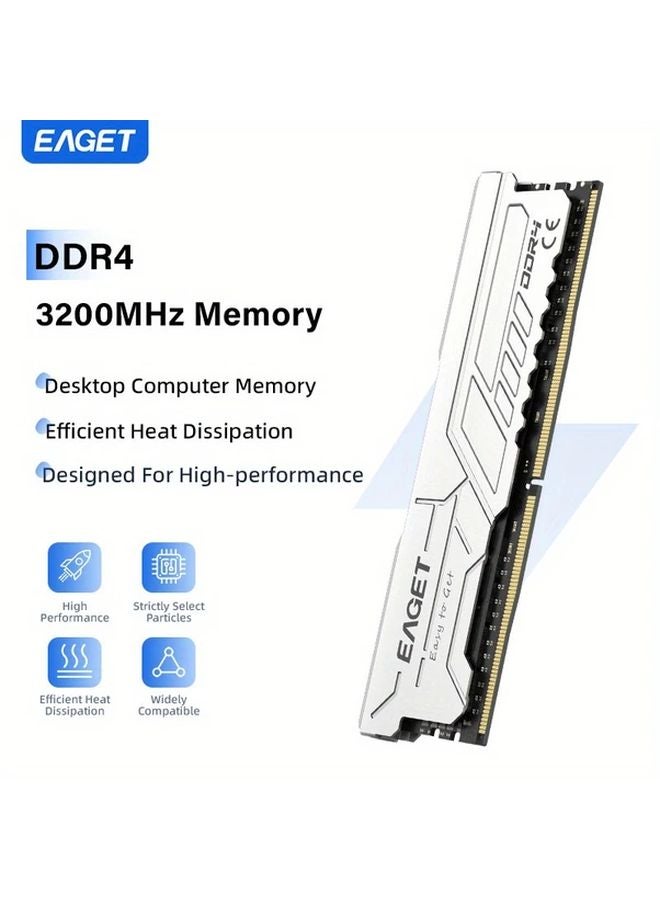 Eaget 16GB Kit 2x8GB 3200MHz DDR4 Desktop Gaming RAM Memory Silvery White - Image 5